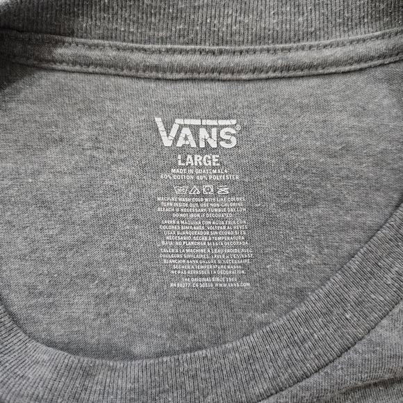 Vans Off The Wall Panther Graphic Long Sleeve Shirt in Grey & Black Men’s Size L - Picture 3 of 5